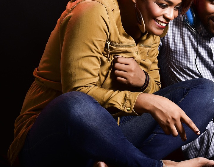 family watching smart tv